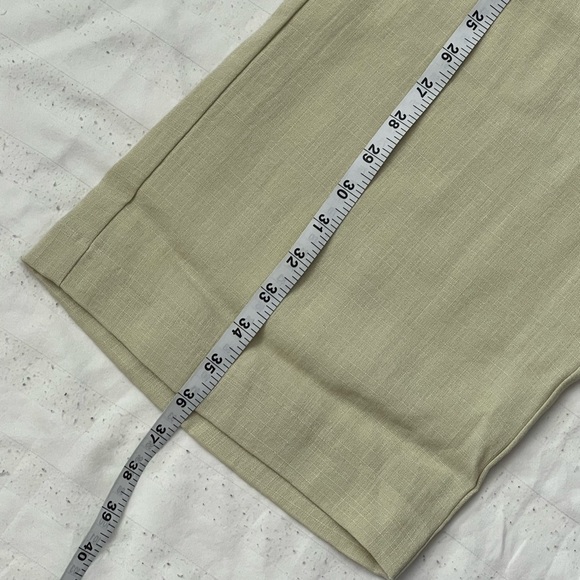 H&M Linen Light Green Casual Summer Pants (See-Through) - Picture 4 of 5